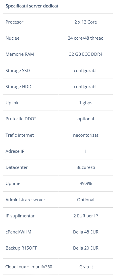 Specificatii Server 2x12 Core G8