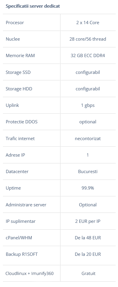 Specificatii Server 2x14 Core